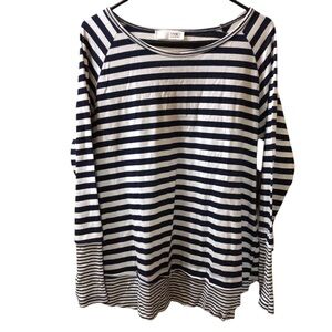 Amici By Baci Italy medium Blue White Striped Knit Shirt Long Sleeve Thumbholes